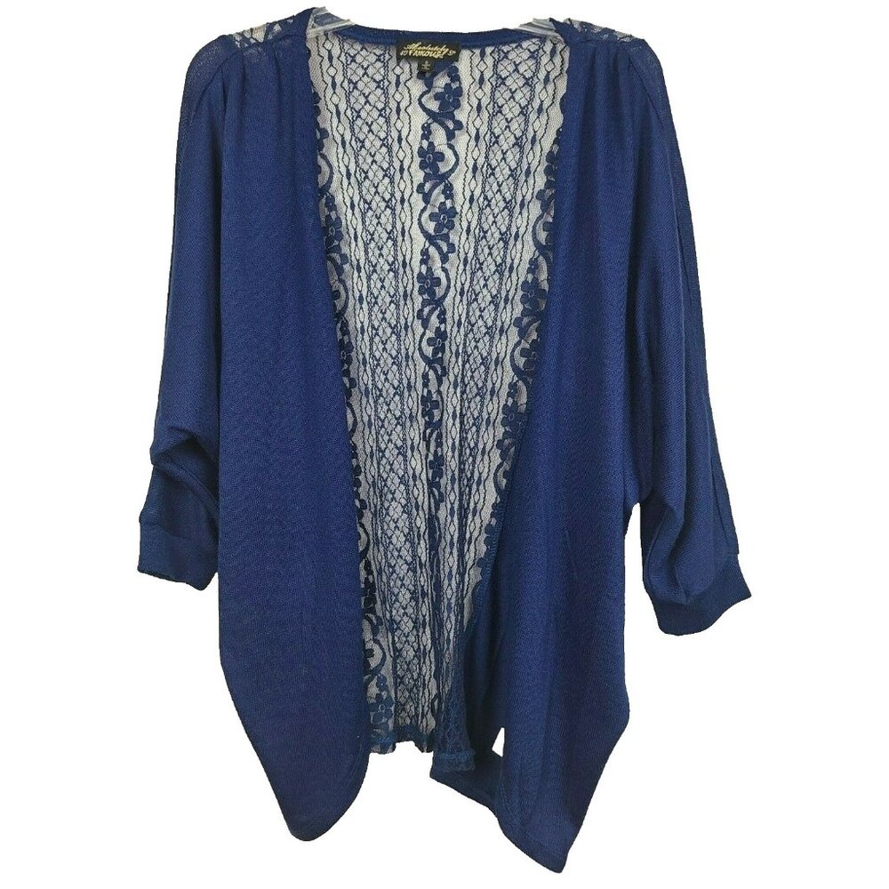 Absolutely Famous Womens‎ Cardigan Small Blue Open Lace Back Whimsygoth BOHO